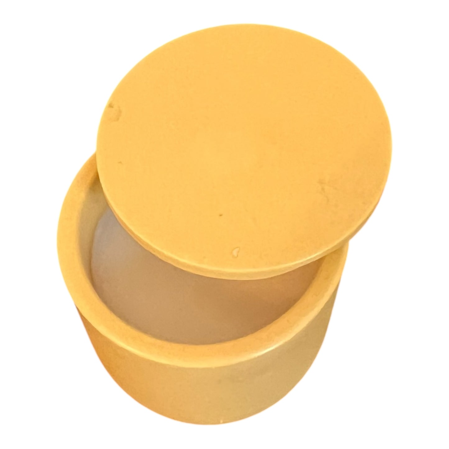 Yellow container with a lid on a white background