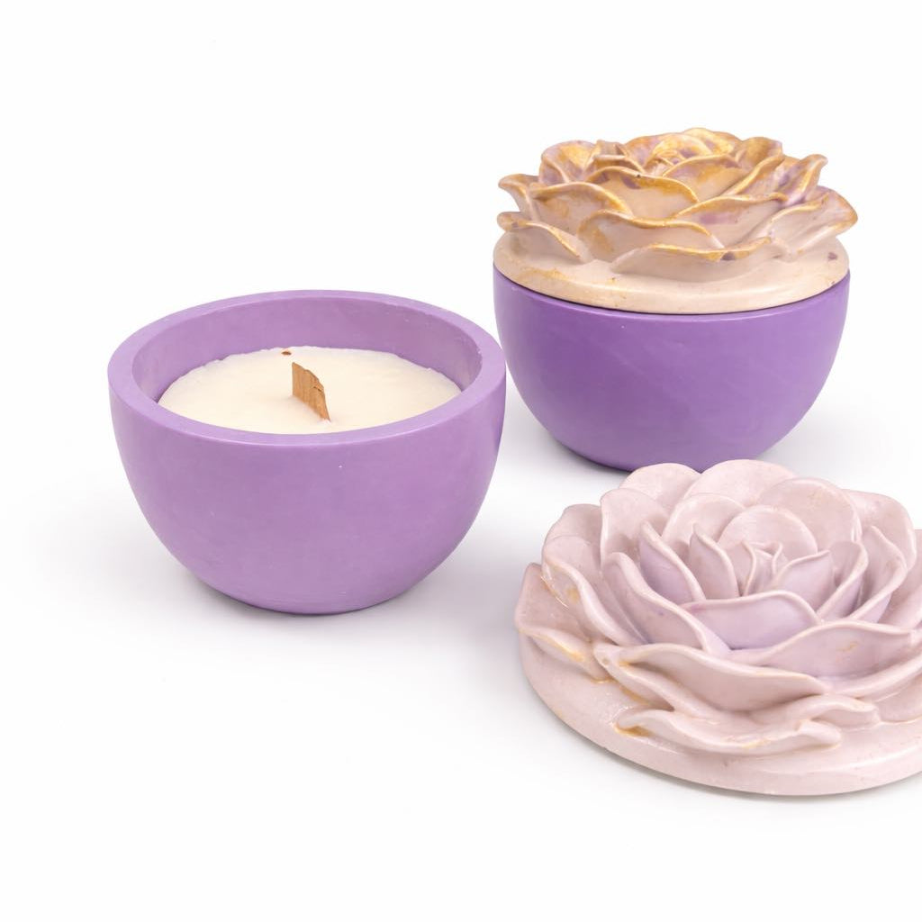 Handmade Rose Candle Jar with Soy Candle - Handcrafted by Sarmi