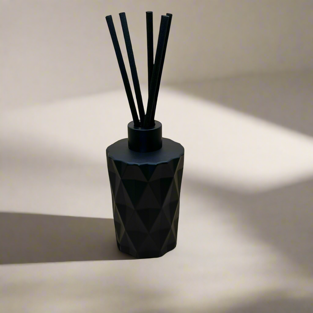 Black reed diffusers, diamond pattern