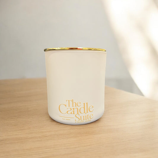 matte white exterior and electroplated interior scented candle