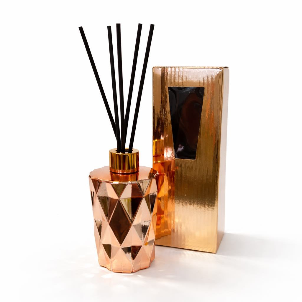 Luxury Reed Diffuser Gift Set – Faceted Glass Bottle | Gold or Rose Gold