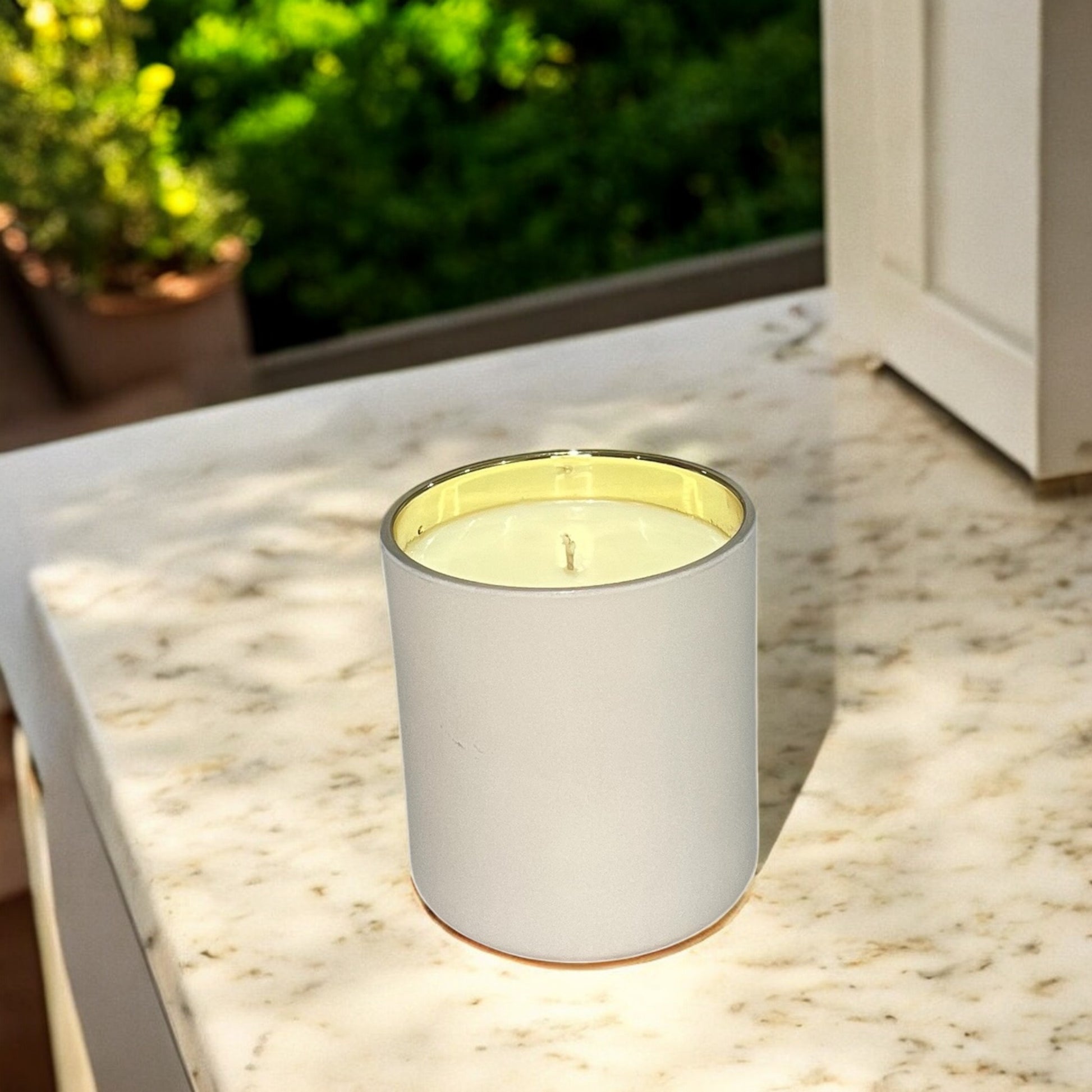 High-quality matte white jar soy candles adding elegance to a room