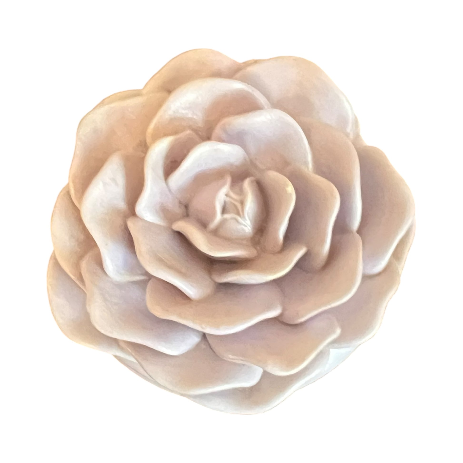 Beige rose-shaped object on a white background
